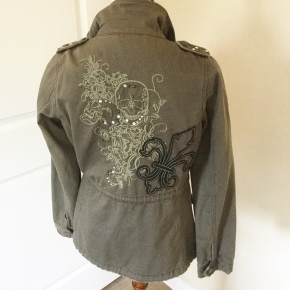 Miss Me Jackets & Blazers - MISS ME Embellished Military Cargo Jacket Sz M